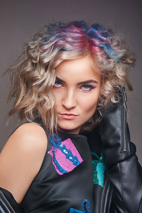Model with colorful hair